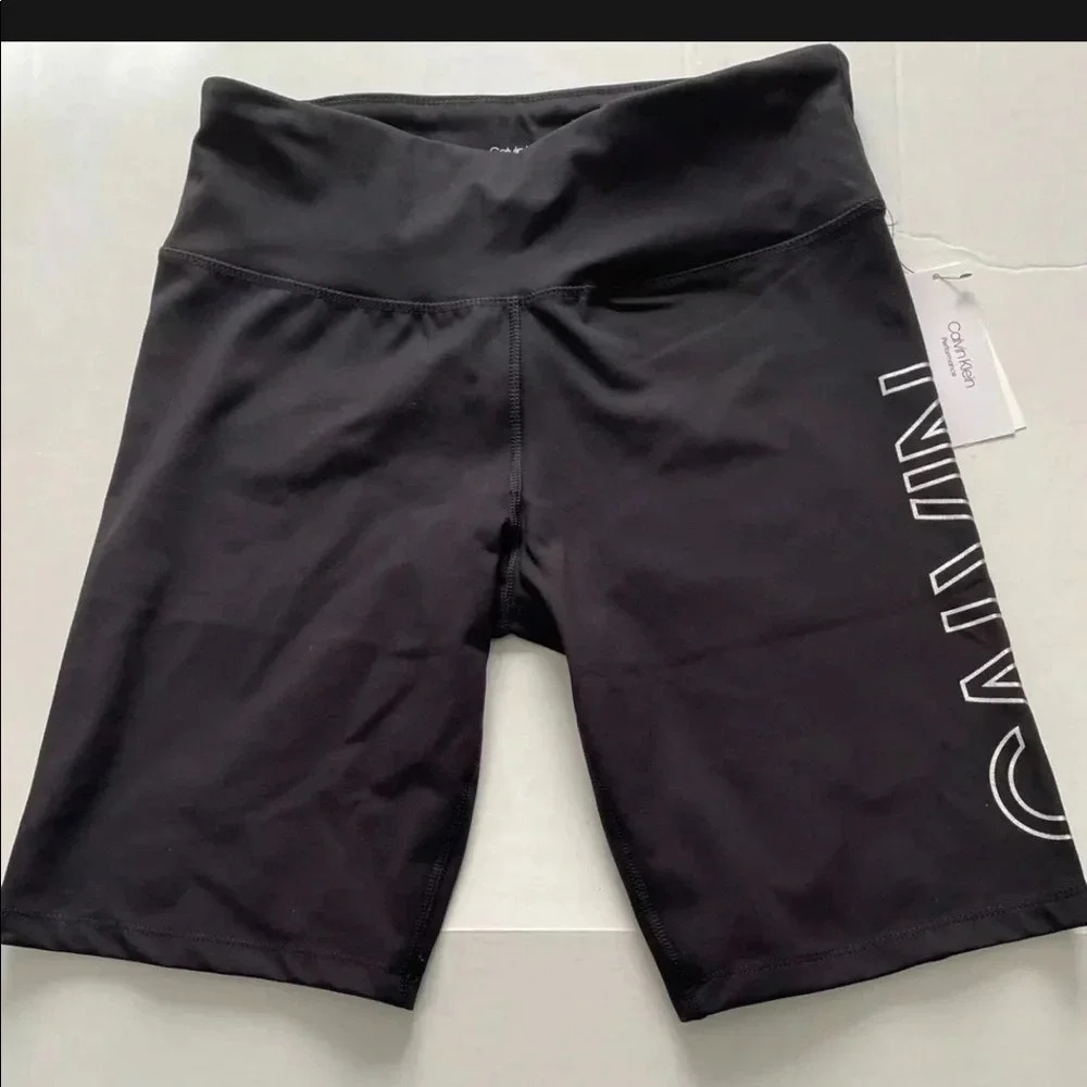 - Calvin Klein Performance NWT Black High Waisted Black Logo Bike Shorts W…
